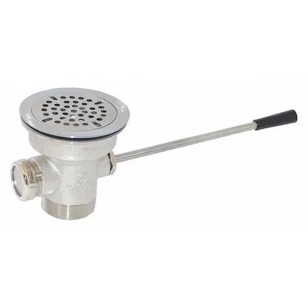 Rectangular silver drain assembly with flat lever handle grate