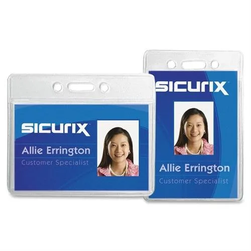 Baumgartens Baumgartens 67825 Educational Supply Vinyl Punched ID Badge Holders Vertical 3.5" x 2.5" 50 Pack Clear — product photo