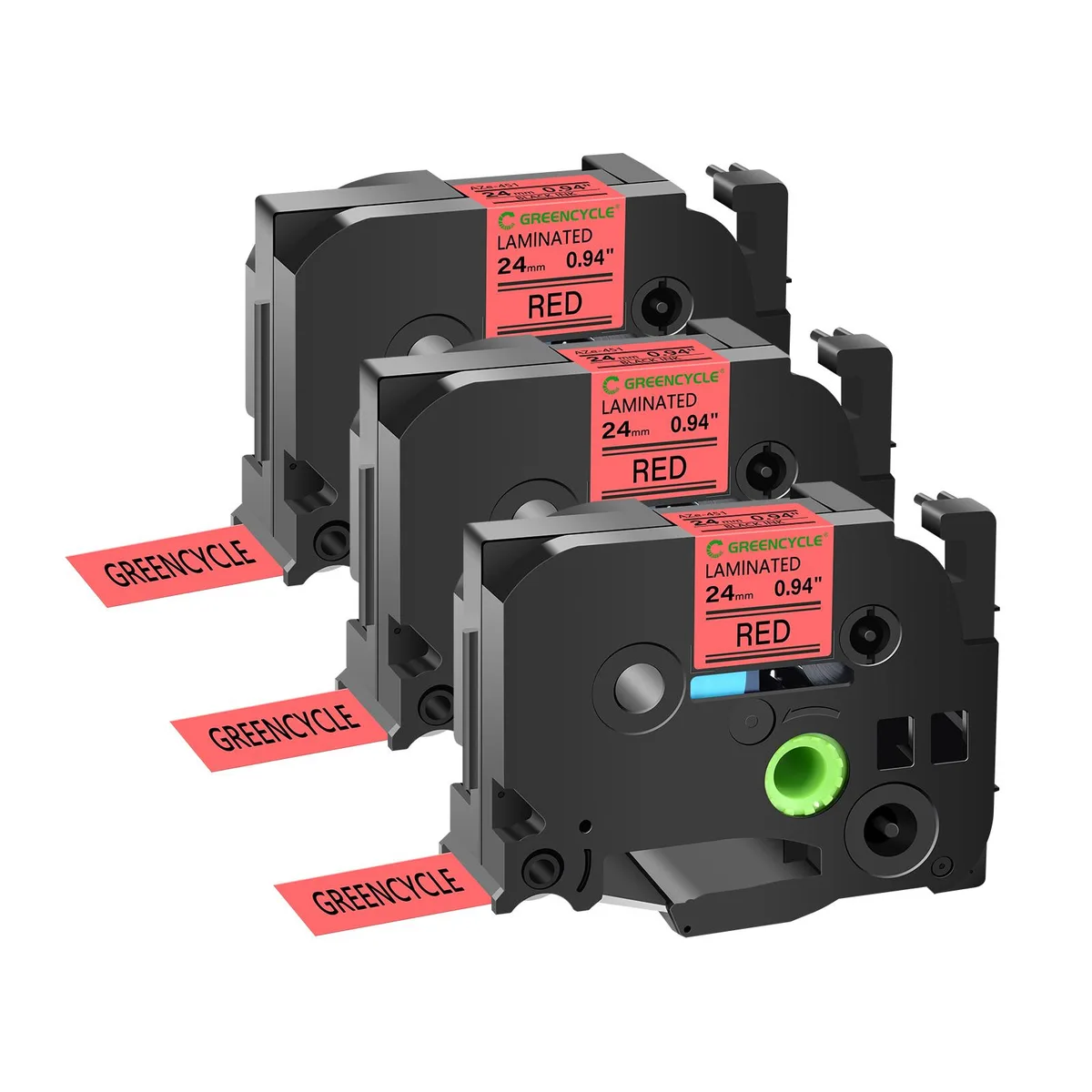 GREENCYCLE GREENCYCLE TZe-451 24mm Black on Red Laminated Tape 3 Pack — product photo
