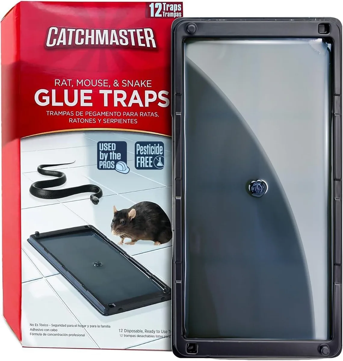 Pack of twelve flat glue traps in plastic trays