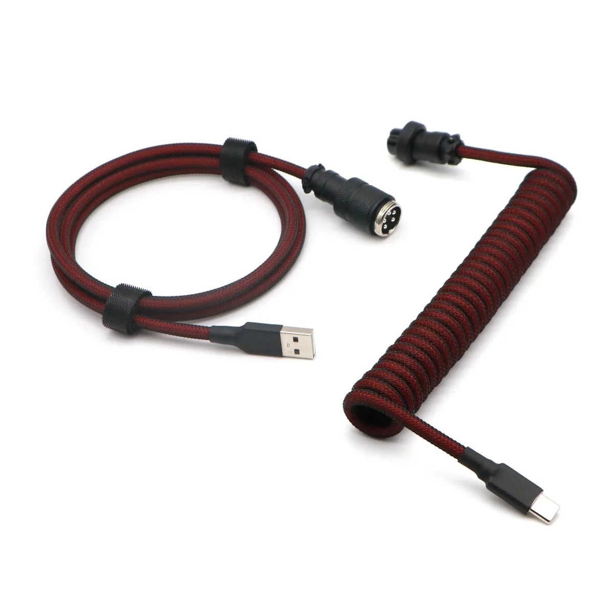  KCSJXF Coiled Cable-1002 USB-C to USB-A Dark Red 1.2m — product photo