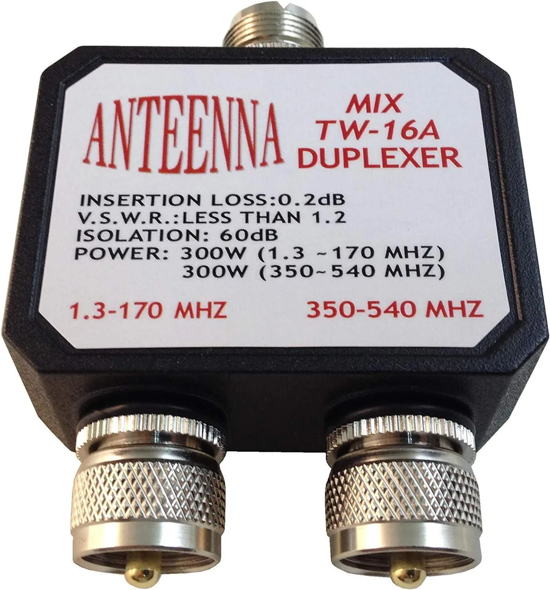 usbroway usbroway TW-16A Duplexer SO-239 PL-259 VHF 1.3-170MHz UHF 350-540MHz two-way radio — product photo