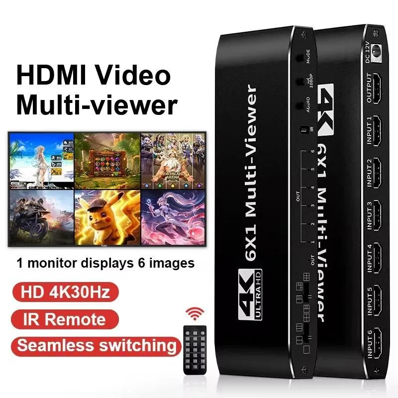 ESTONE ESTONE OZJQF2 6x1 HDMI Multiviewer 4K@30Hz 1080p@60Hz professional video device — product photo