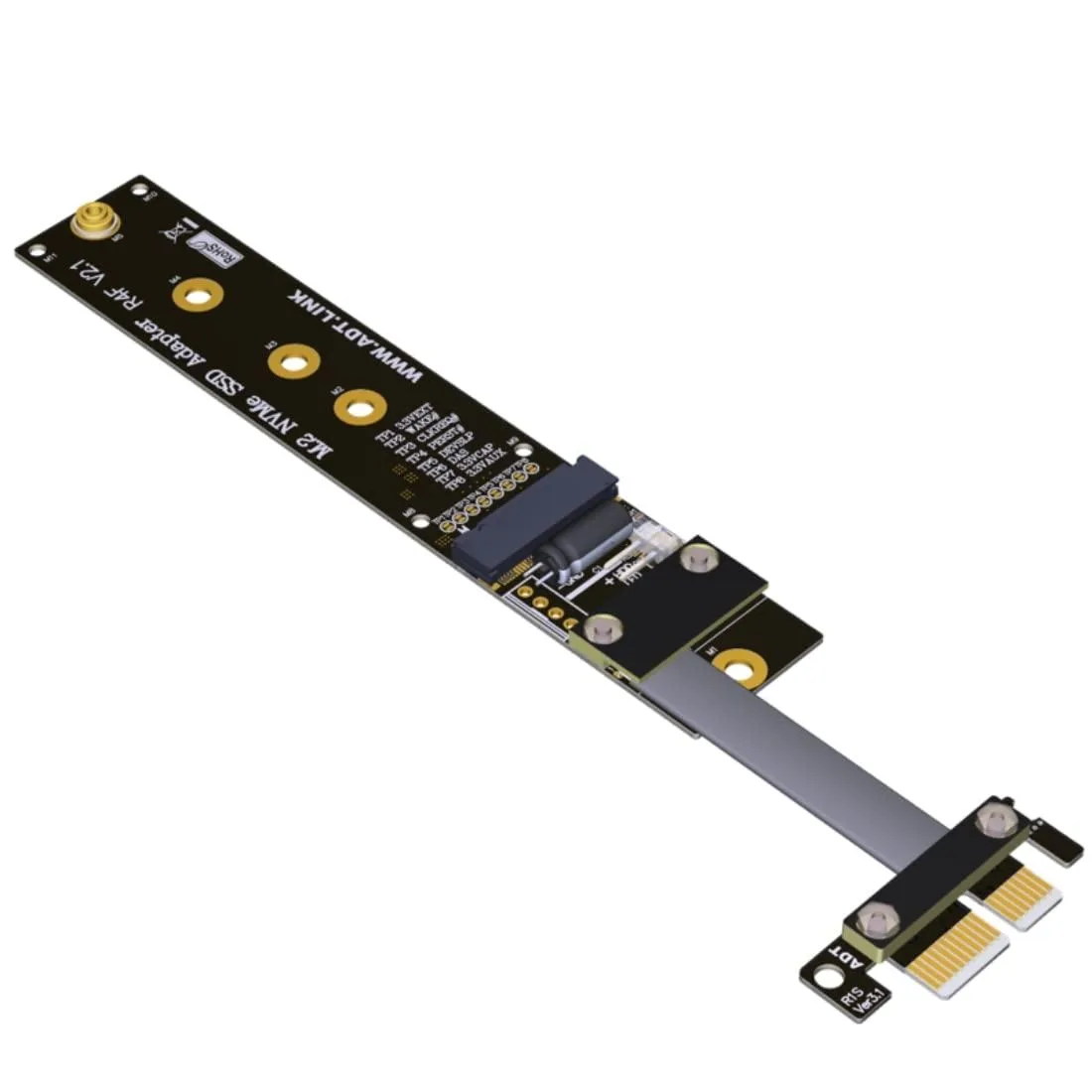M.2 NVMe to PCIe x1 riser with 15 cm flat cable