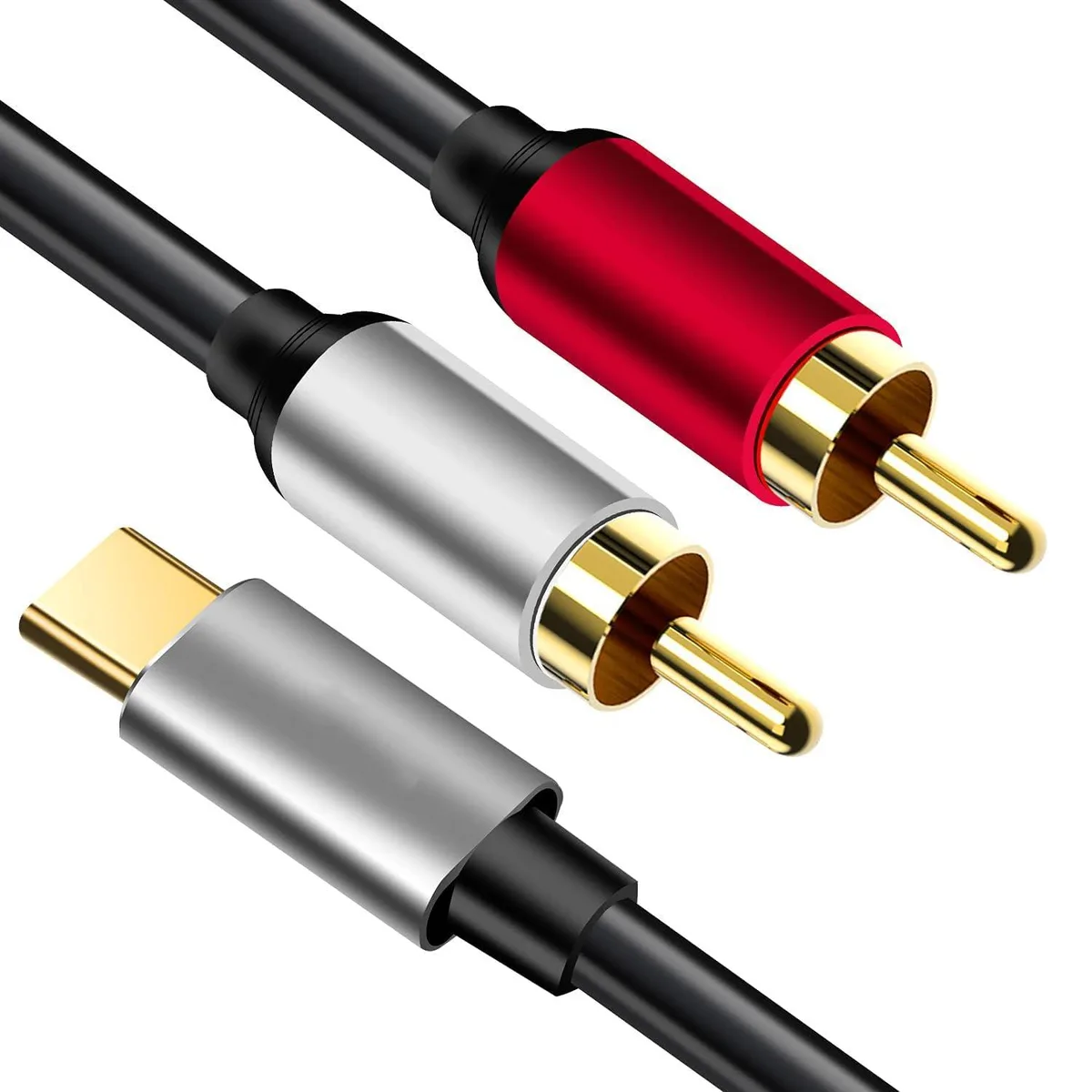 USB-C plug to two RCA plugs on 1.8 m cable