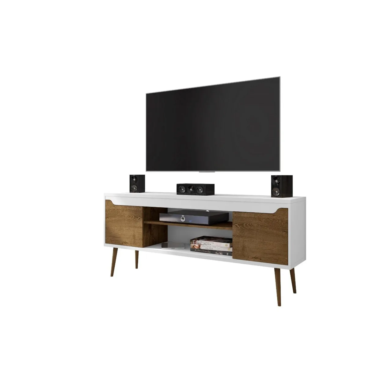 Manhattan Comfort Manhattan Comfort Bradley TV Stand 62.99 in White and Rustic Brown — product photo