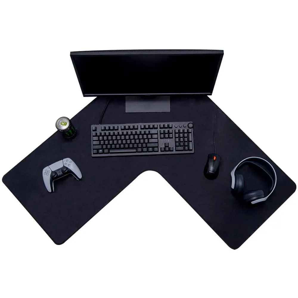 Black L-shaped mouse pad with stitched edges, 36.22 by 15.74 inches, 2mm thick
