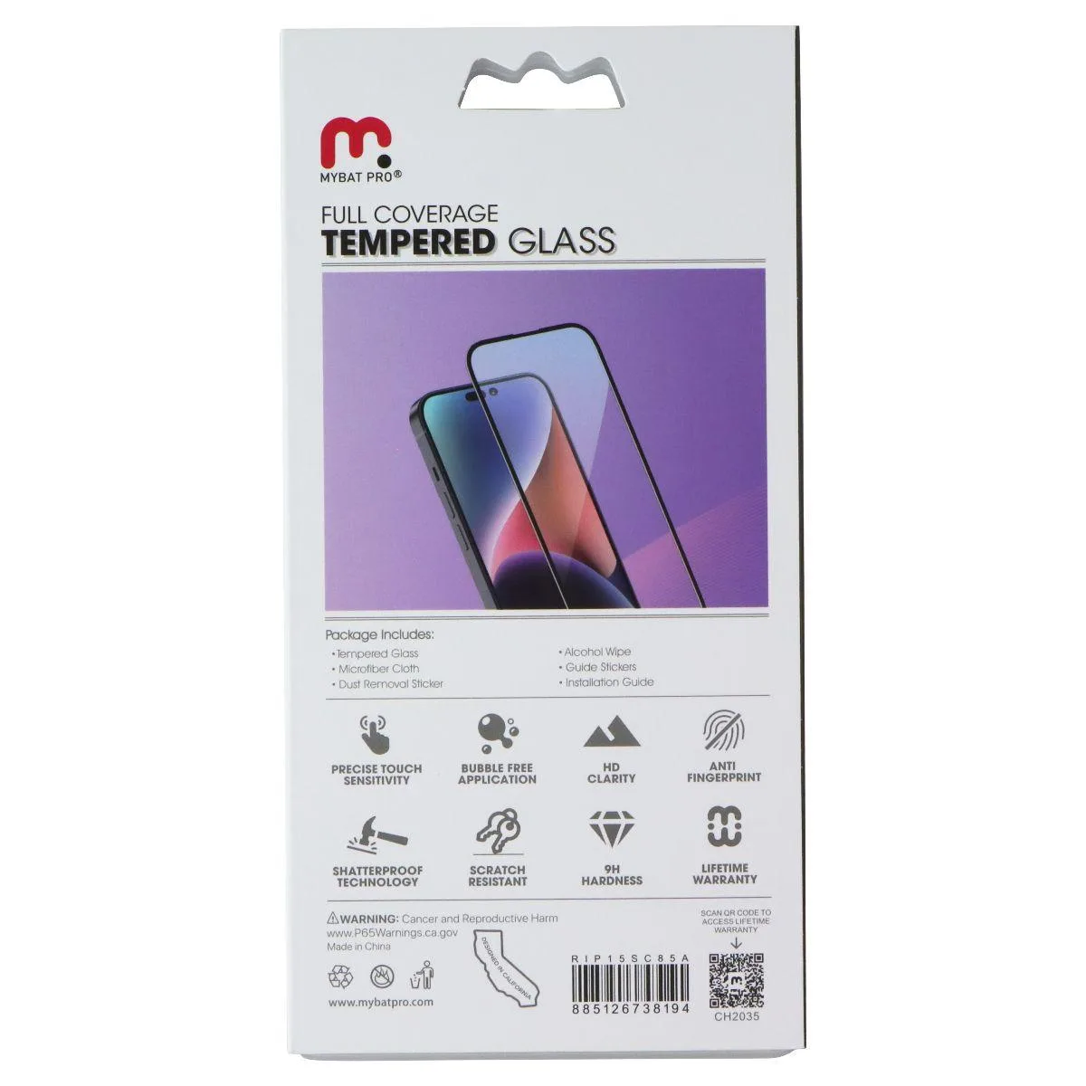 MYBAT PRO MYBAT PRO Full Coverage Tempered Glass for iPhone 15 Clear — product photo
