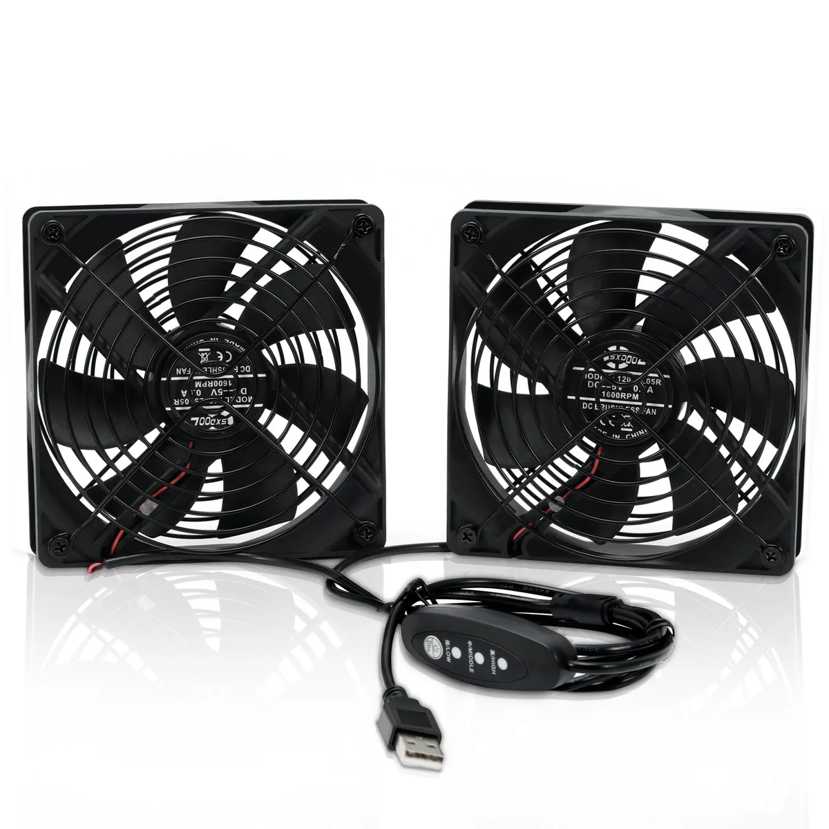 SXDOOL SXDOOL SXD12025L05R 120mm 5V USB 2-in-1 Case Fan 1600RPM 118CFM Black — product photo