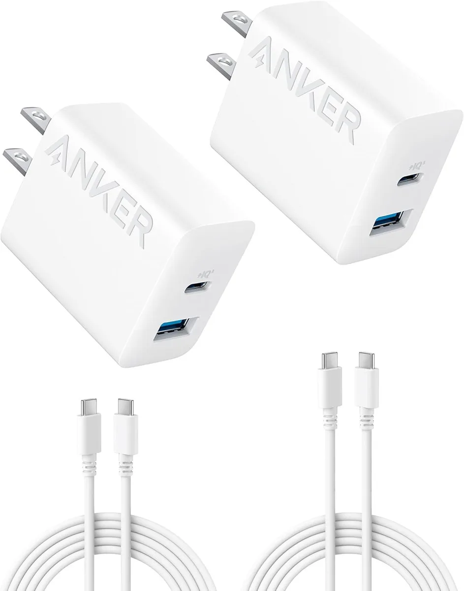 ONITOON ONITOON 20W Dual-Port USB-C Charger 2-Pack with Cables White — product photo