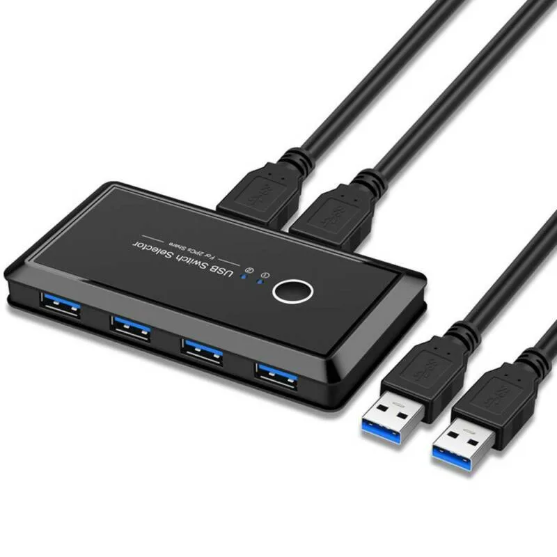 Happyyogis Happyyogis USB 3.0 KVM Switch 2 Computers 4 Ports Black — product photo