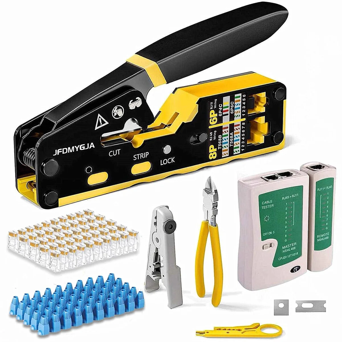  Wire Cap Connectors Kit Pass Through Crimper Tester 50 Connectors — product photo
