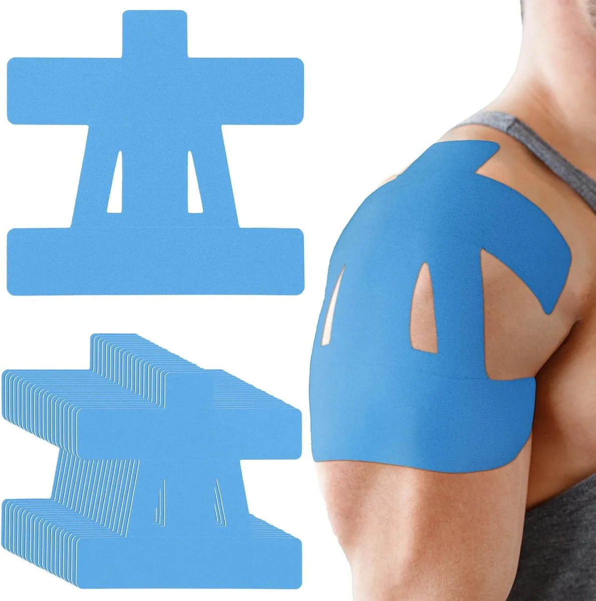 Alpha Fit Alpha Fit 20-Count Pre-Cut Kinesiology Tape Shoulder Blue — product photo