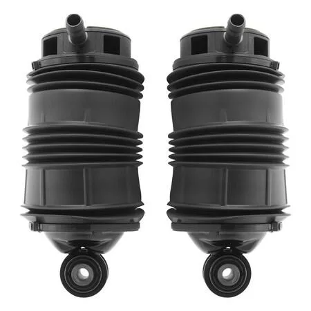 Two black rubber air spring bags in a kit