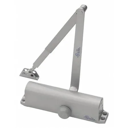 Aluminum painted hydraulic door closer with parallel steel arm, gray finish