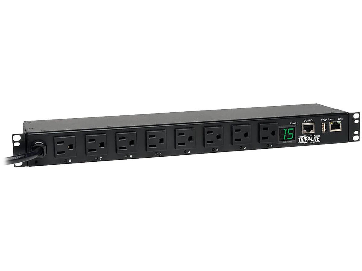 Tripp Lite Tripp Lite PDUMH15NET2LX 1.4 kW Switched PDU 1U 8×5-15R 12.0 ft cord — product photo