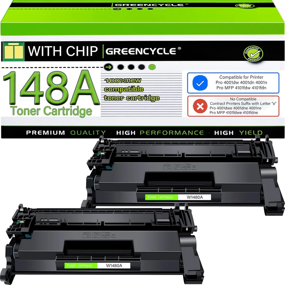 GREENCYCLE GREENCYCLE 148A Black Toner Cartridge 2-Pack 2900 pages — product photo
