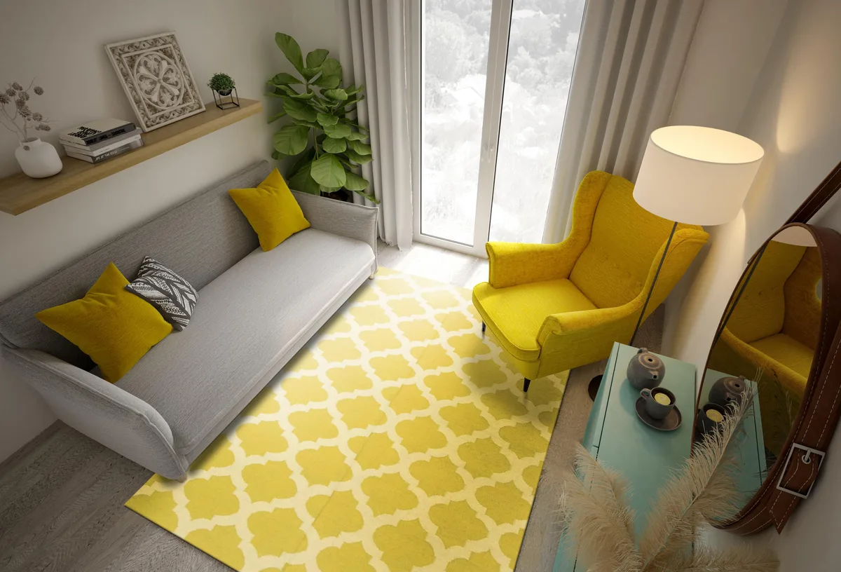 EORC EORC DM93YL5X8 Handmade Wool Reversible Kilim Area Rug Yellow 5' x 8 — product photo