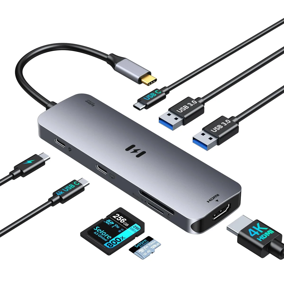 Belkin 8-in-1 USB-C Hub 4K@60Hz HDMI 100W PD Black — product photo