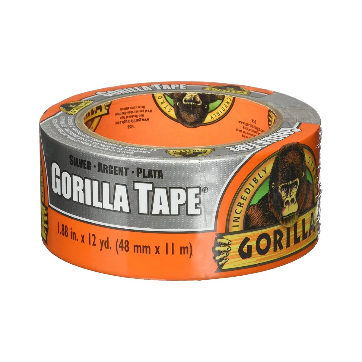 Silver duct tape roll 1.88 in wide 30 ft length