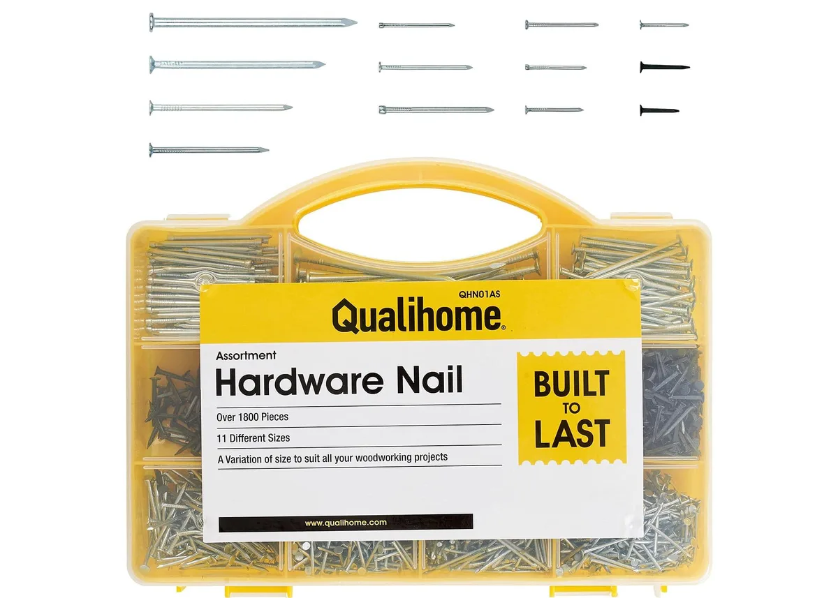  Qualihome Nail Assortment Kit 1800 Nails 11 Sizes QHN01AS — product photo