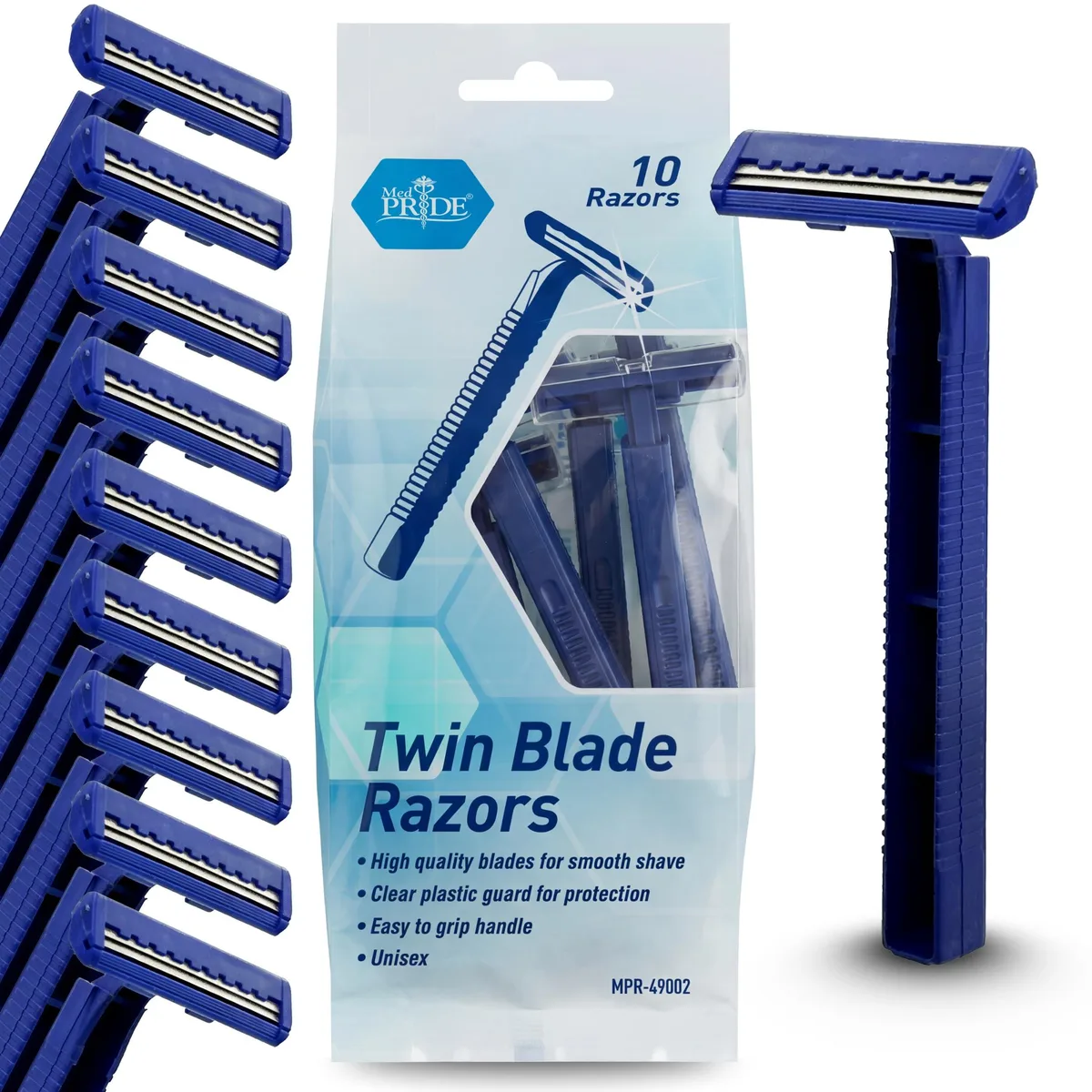 No Sew No Sew Disposable Medical Razors Twin Blade 10-Pk Blue — product photo
