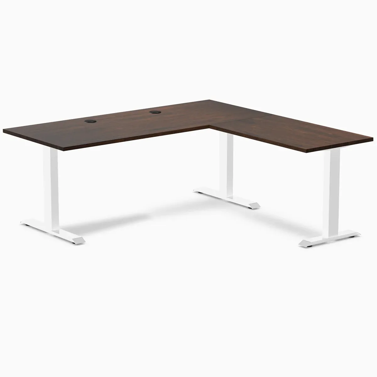 Desky Desky Zero Rubberwood L-Shape Desk Dark Walnut / White 72 x 30 x 70 x 24 in with Grommets — product photo