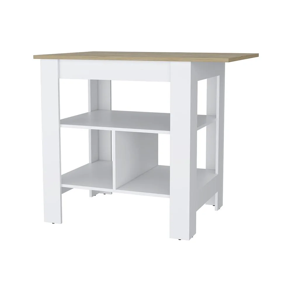 FM FURNITURE FM FURNITURE Lisbon Kitchen Island 3-Tier Cabinet Organizer Multi-Color 2 Doors 35,4" H 40,5" W 27,6" D — product photo