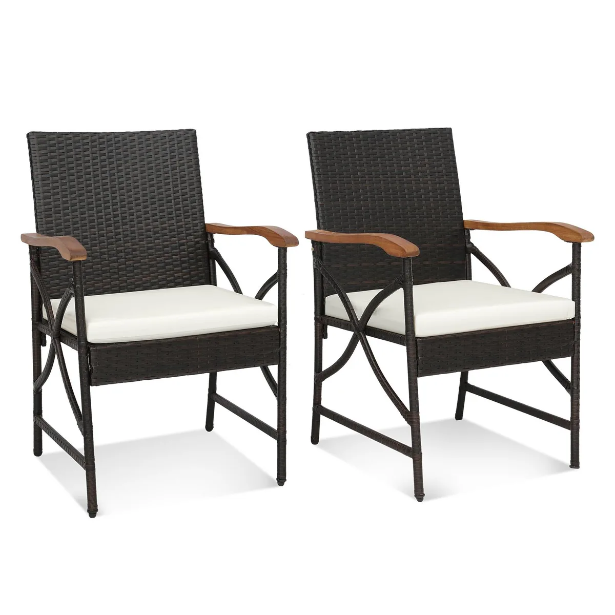 SlickBlue SlickBlue Patio Wicker Dining Chairs Set of 2 Dark Brown — product photo