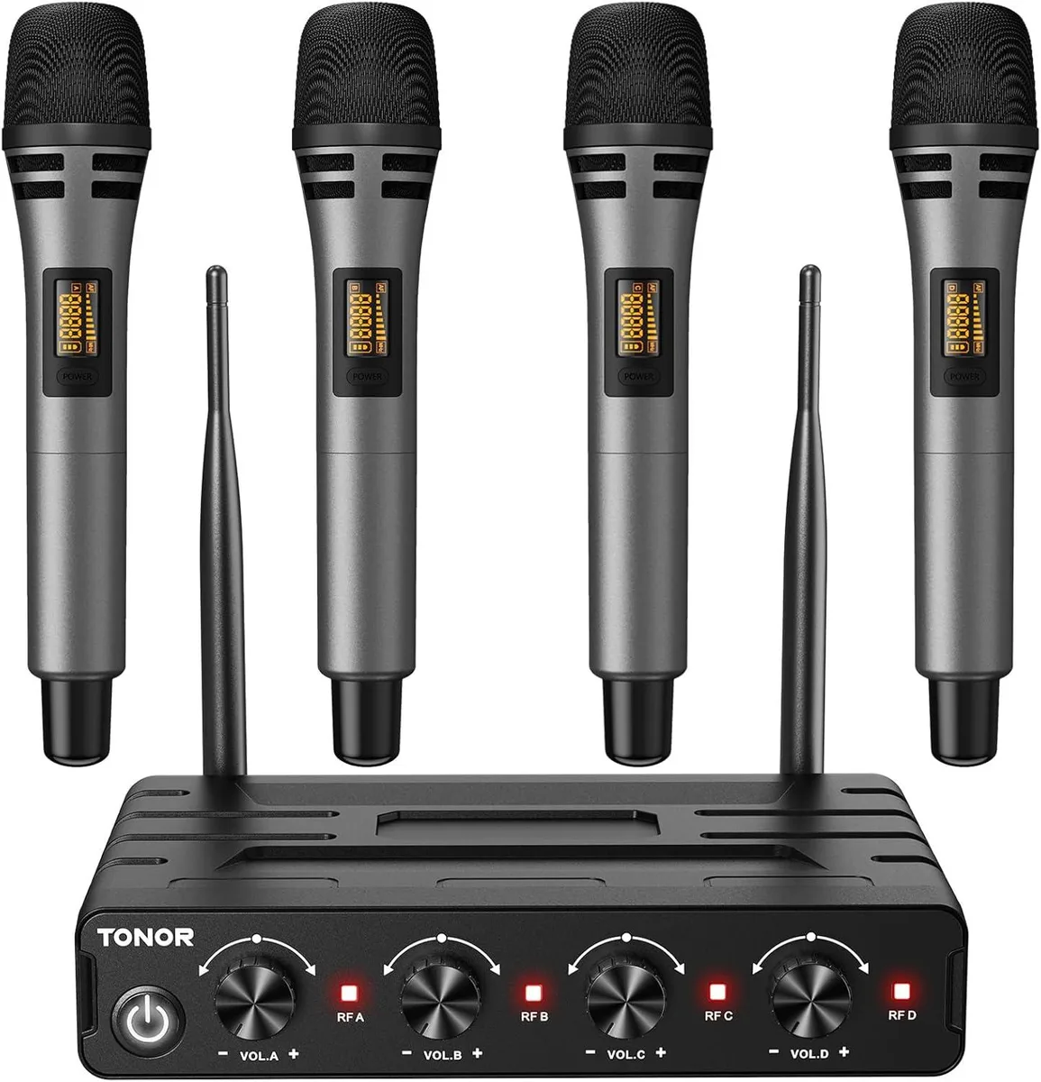 WUQ WUQ 4×10 Channel UHF Wireless Microphone System 200ft Range — product photo