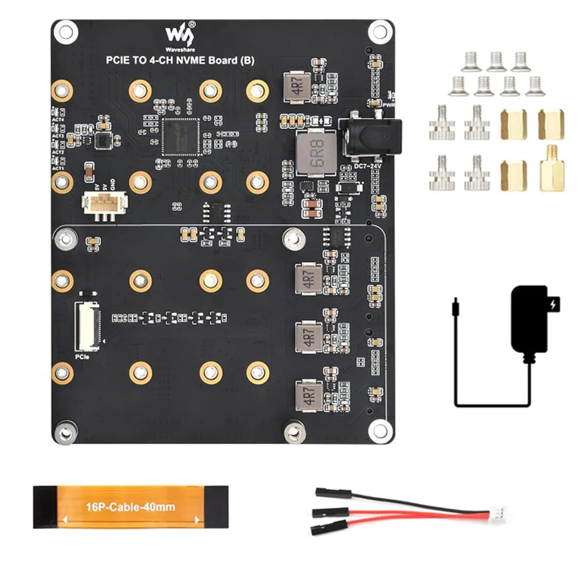 LORDWORLD LORDWORLD 4-Ch NVMe M.2 Adapter Board for Raspberry Pi 5 — product photo