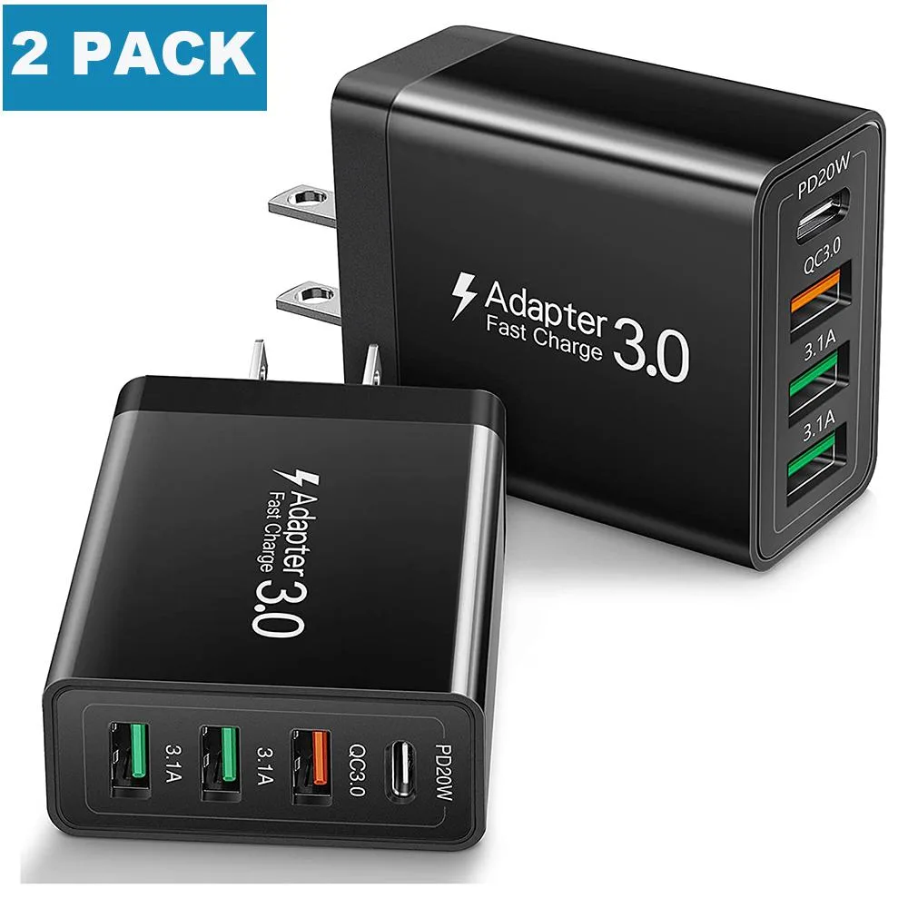 Hitoor Hitoor 35W 4-Port USB-C USB-A Wall Charger 2-Pack Black — product photo