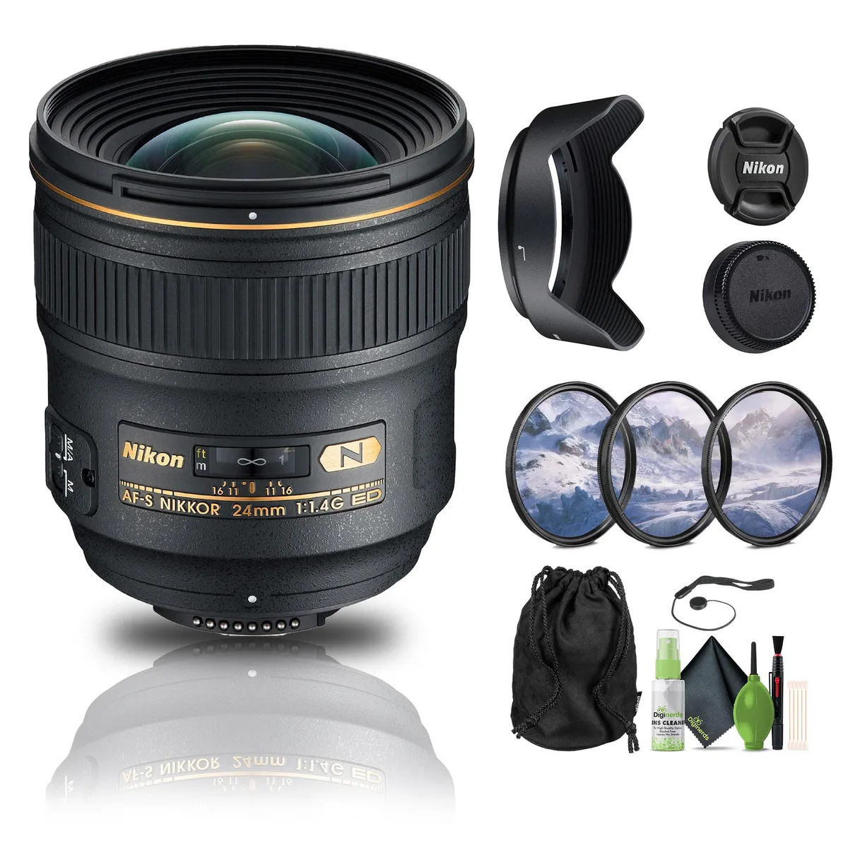 Nikon Inc Nikon AF-S NIKKOR 24mm f/1.4G ED Lens (2184) Filter Kit Bundle camera lens — product photo