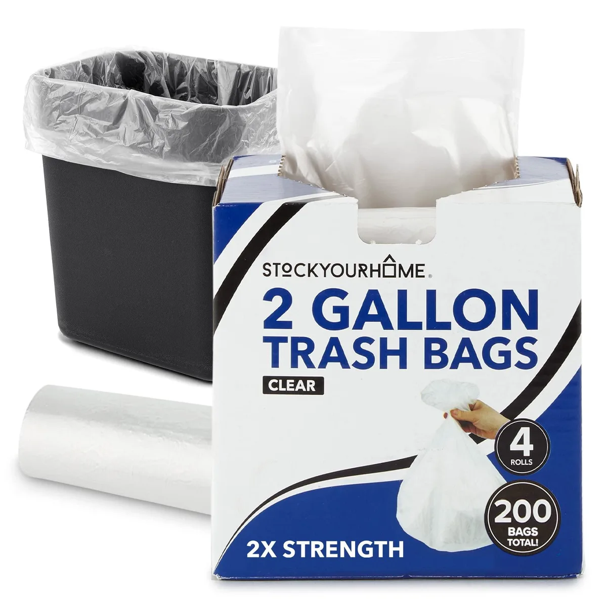  Stock Your Home 2 Gallon Clear Trash Bags 12.7 Micron 200 Pack — product photo
