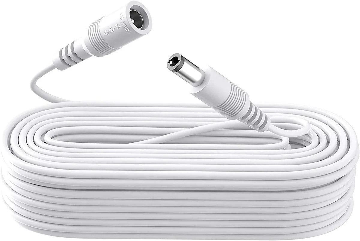 BFKK BFKK 33ft 10M 2.1mm x 5.5mm DC Power Extension Cable White — product photo