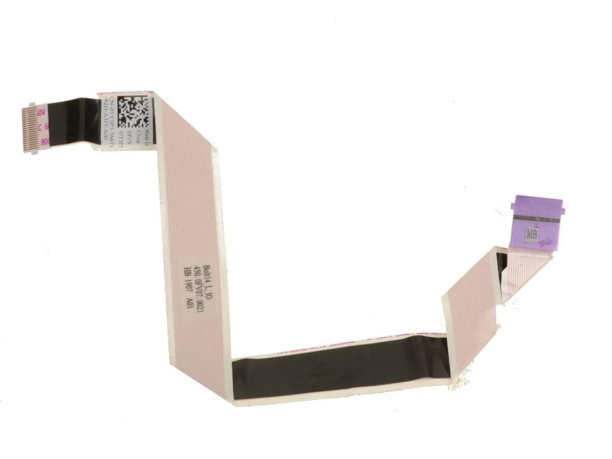 Flat beige ribbon cable with multiple connectors on each end