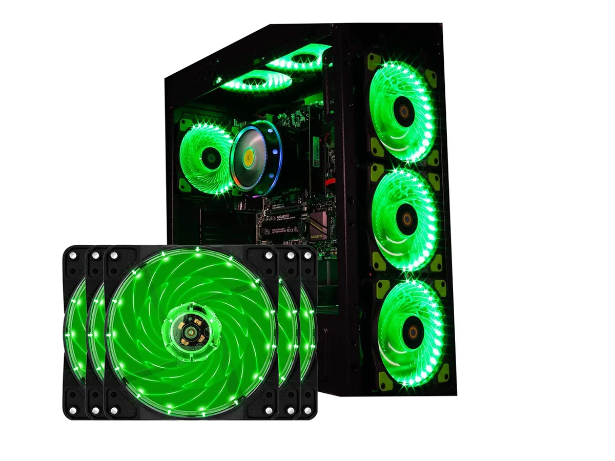 sakose sakose 12025-LED 120mm case fan 15 LED 16dB 1100 RPM 5 pack — product photo