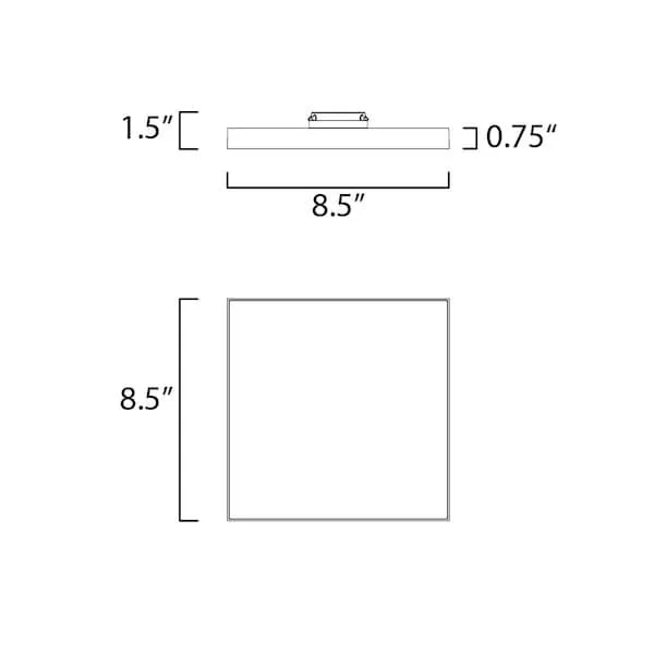 Black flush-mount ceiling light with white diffuser, 8.5 inches wide