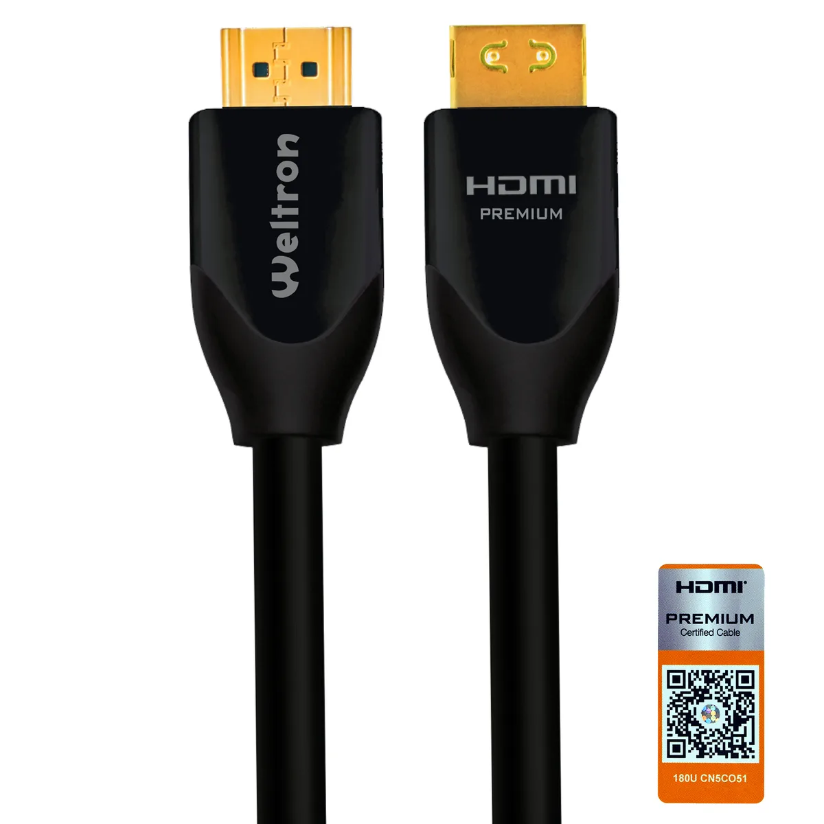 WELTRON WELTRON Certified HDMI Cable Black 6 ft 18 Gbps 4K Arc — product photo
