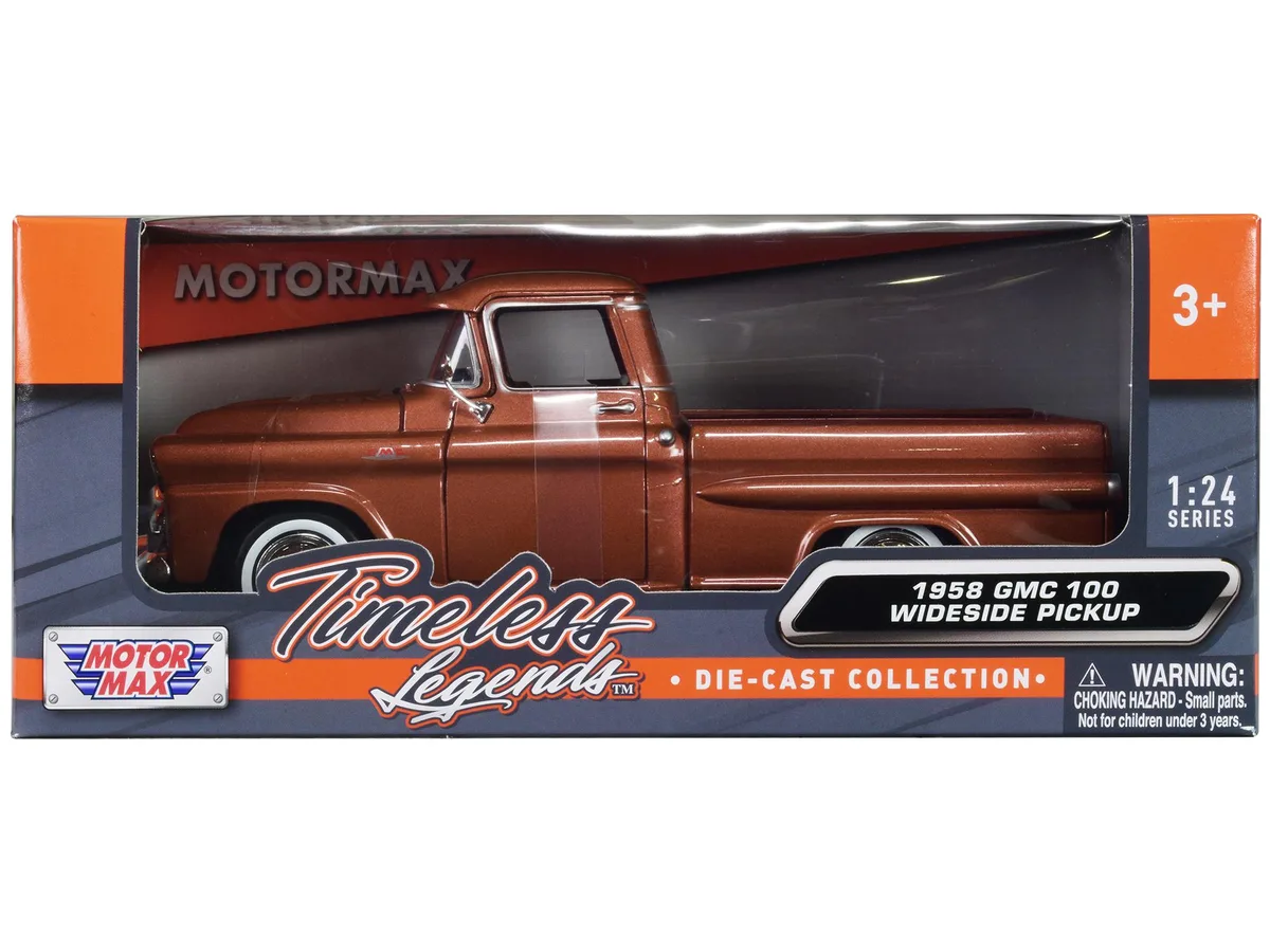 MOTORMAX MOTORMAX 1958 GMC 100 Wideside Pickup Truck Brown Metallic Timeless Legends 1/24 Diecast — product photo