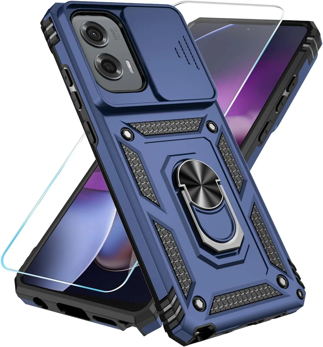 TAURKENAM TAURKENAM Moto G Stylus 5G 2024 Case Slide Camera Kickstand Military-Grade Blue — product photo