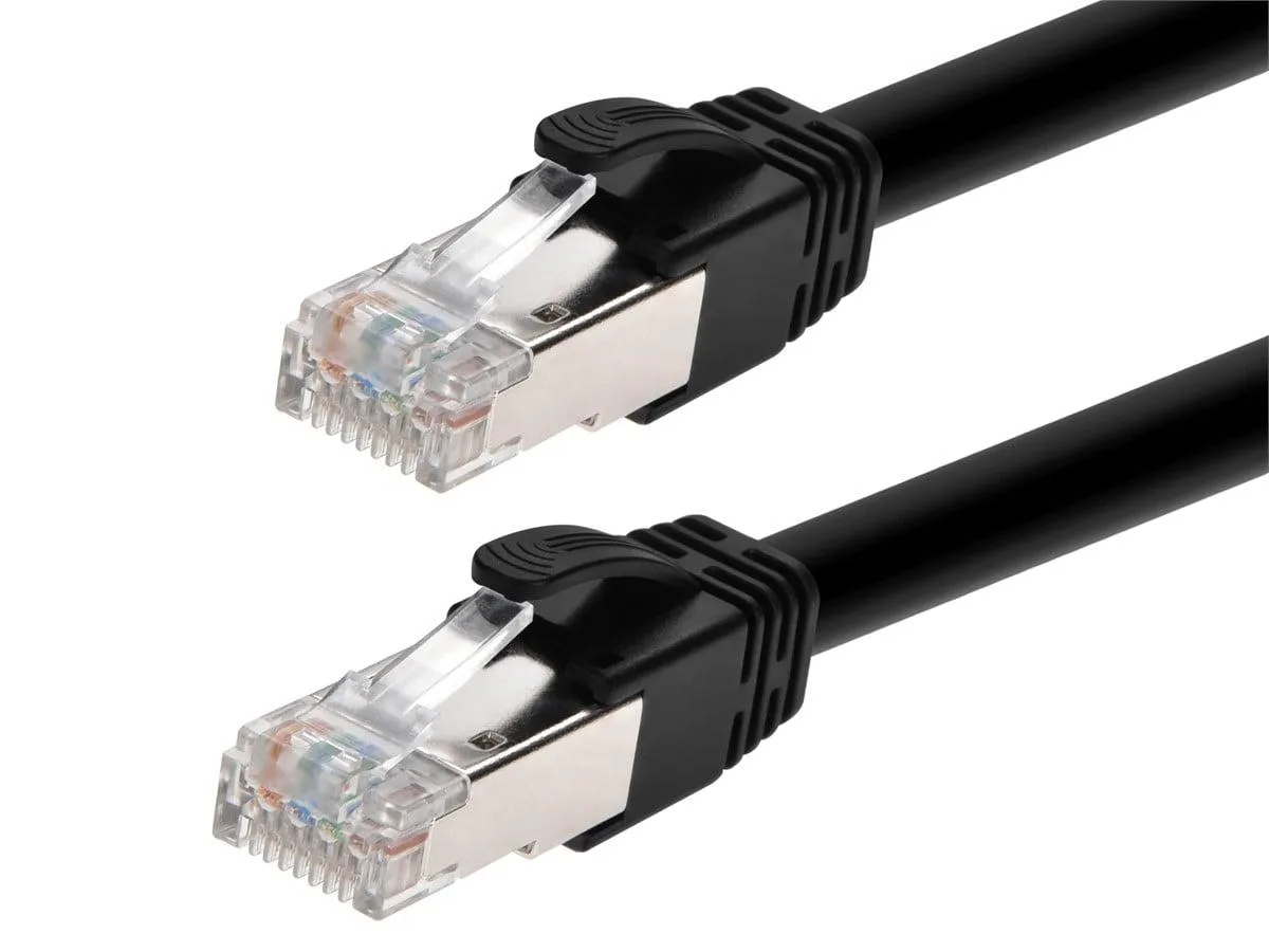 Monoprice Inc. Monoprice Inc. 144677 Cat6A PoE Patch Cable 50ft Black 22AWG 500MHz 90W PoE++ Shielded RJ45 — product photo