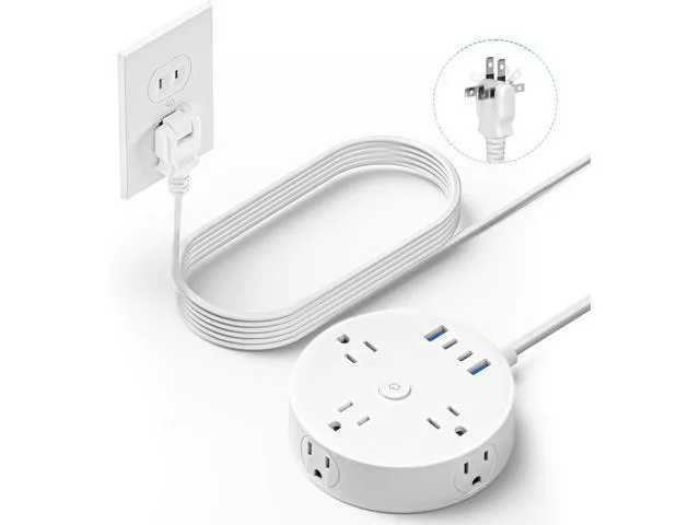 LORDWORLD LORDWORLD 10ft 2-Prong Power Strip 6 Outlets 4 USB 180° Rotating Plug — product photo