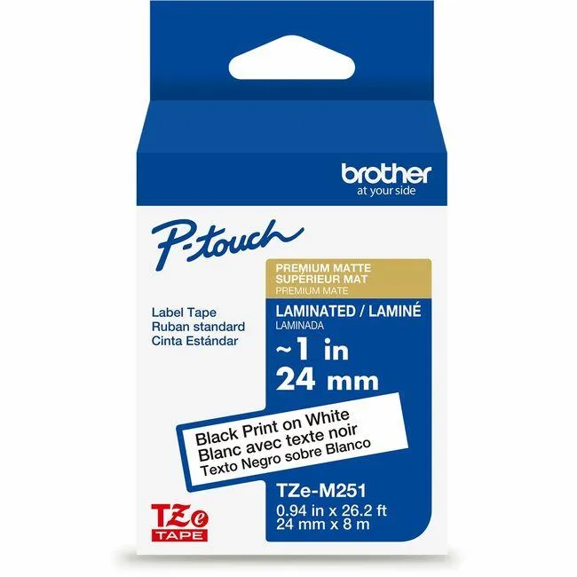 Brother Brother TZe Premium Matte Laminated Tape White 26.20 ft — product photo