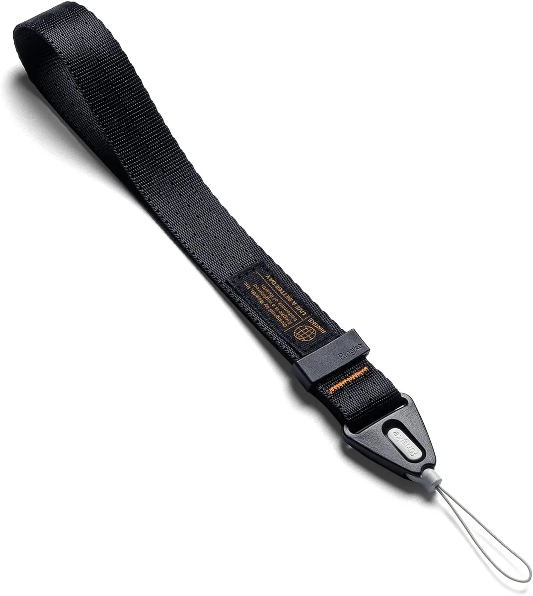 Black adjustable wrist lanyard with side-release buckle and loop attachment