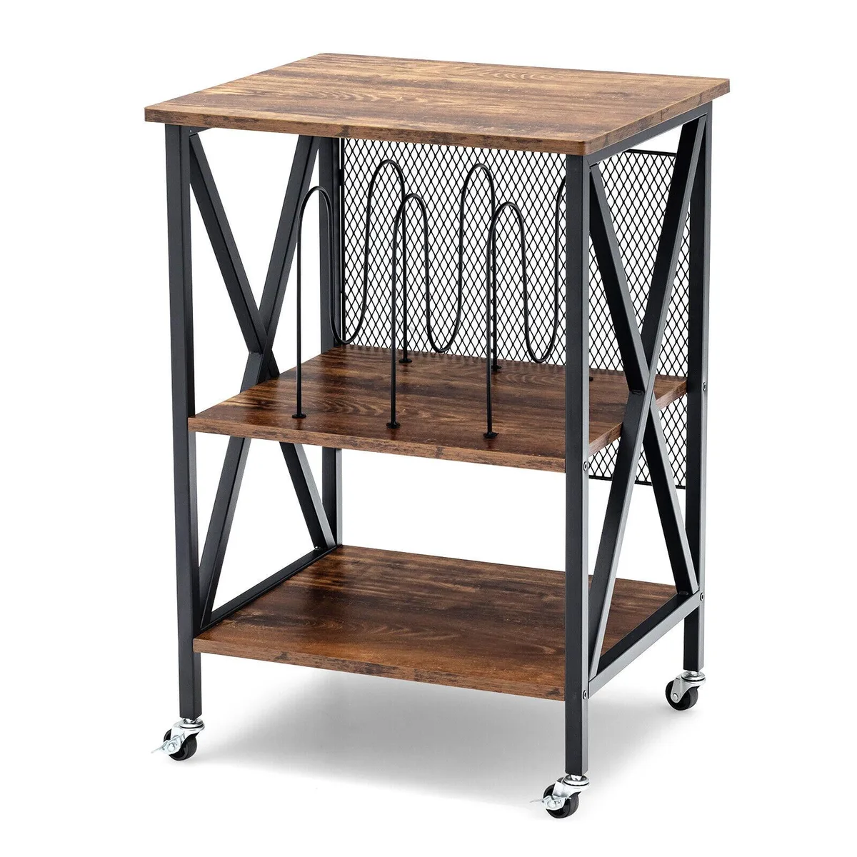 SlickBlue SlickBlue 3-Tier Vintage Rolling End Table Brown 20.5x18x30 22 lbs — product photo