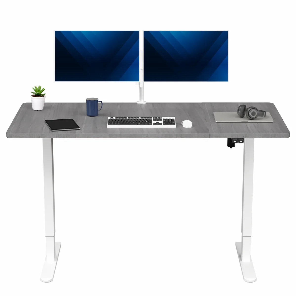 VIVO VIVO Electric 60 x 30 Stand Up Desk Dark Gray White Frame — product photo