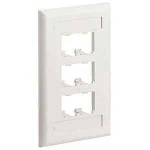 White single-gang plastic faceplate with six module ports