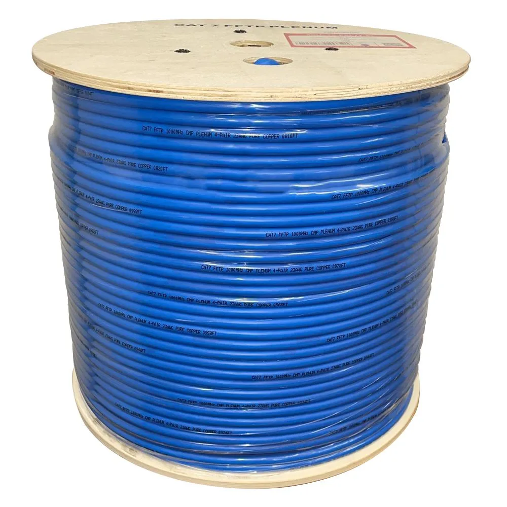 Turnstone Cables Turnstone Cables Cat7 Plenum 850MHz 1000ft SFTP Shielded Bulk Ethernet Cable Blue — product photo