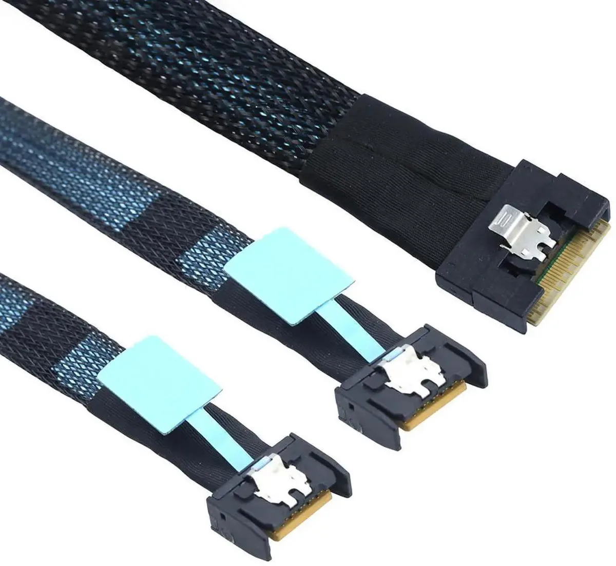 SMUGDESK SMUGDESK Slimline SAS SFF8654 8i to Dual MCIO 4i Cable .5m 16Gbps — product photo